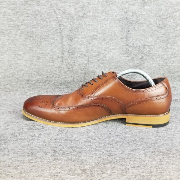 ✅ Men 10.5M Stacy Adams Dunbar Wingtip Oxford Cognac Brown Leather Dress Shoes main image 4